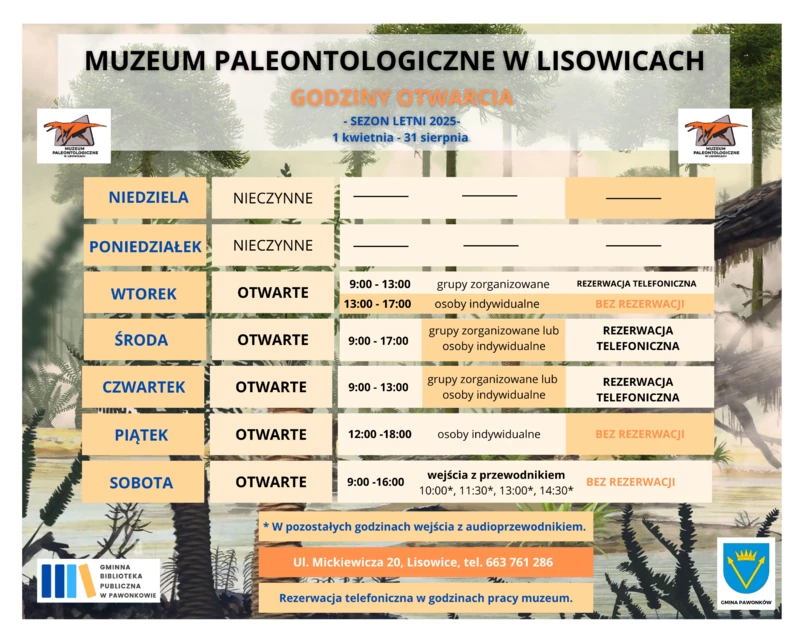 Uwaga! Godziny zwiedzania w sezonie letnim