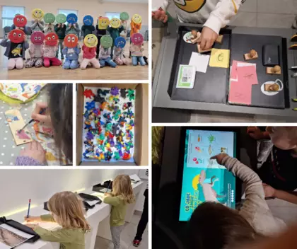 Zdjęcia przedstawiające warsztaty dla grup zorganizowanych.