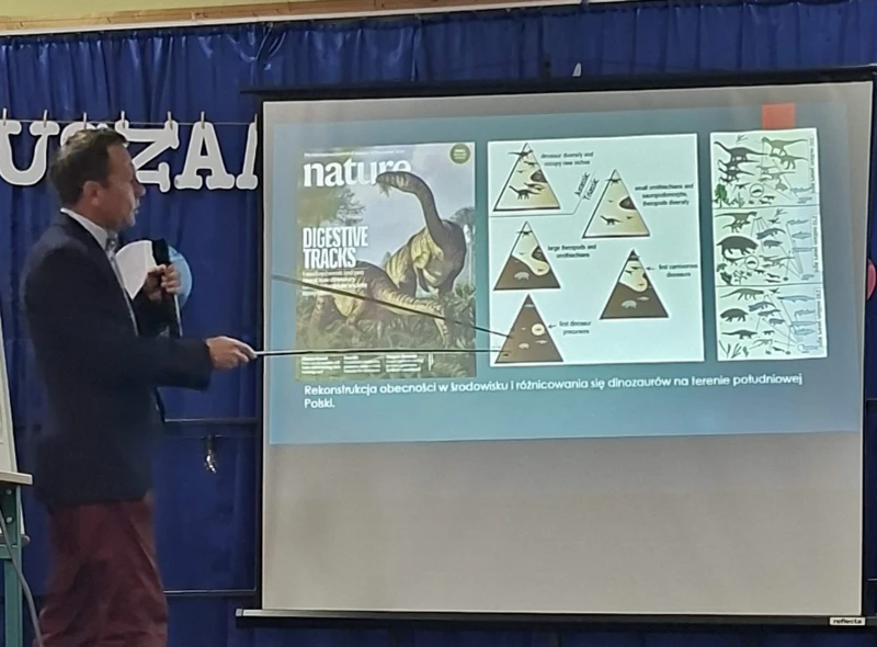Prelekcja prof. Tomasza Suleja na temat miejscowych odkryć paleontologicznych w ramach projektu „Galaktyka możliwości: przystanek Ziemia”
