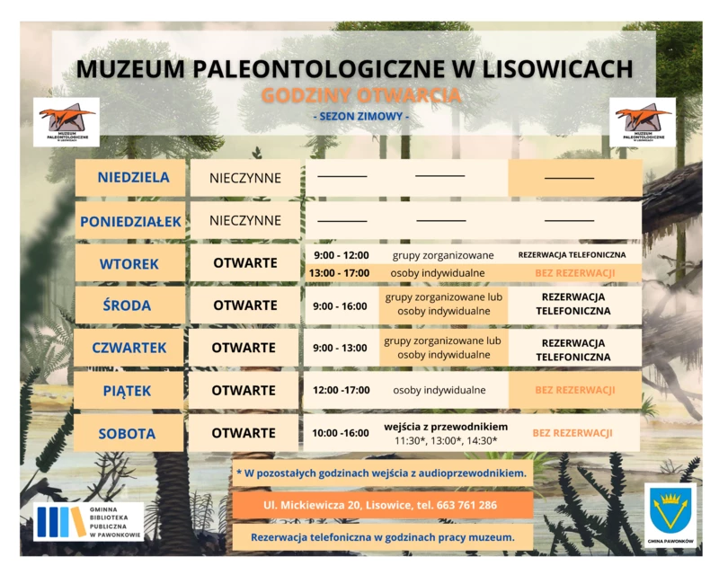 Uwaga! Godziny zwiedzania w sezonie zimowym